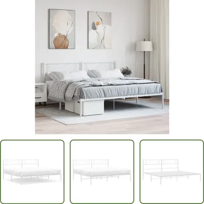 Produktbild von The Living Store Bettgestell mit Kopfteil Metall Weiß 183x213 cm