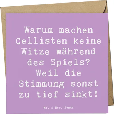Produktbild von Mr. & Mrs. Panda Grußkarte Spruch Cello Witz Verdorben - Lavendeltraum - Geschenk, Instrument, Streichinstrument, Musik, doppelkarte, Klappkarte, Glückwunschkarte, Solo