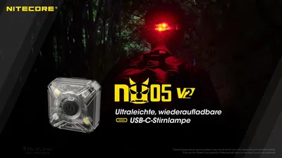 Produktbild von Nitecore NU05 V2 KIT Warnlicht mit integrierter Akku USB-C aufladbar