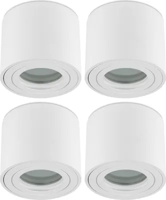 Four white cylindrical ceiling lights are arranged in a 2x2 grid against a white background.