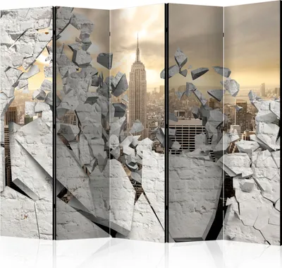 Produktbild von Neuheit! Dekorativer Paravent Raumteiler Trennwand Foto-Paravent Spanische Wand XXL 3D Stein New York Stadt 225x172 cm d-A-0045-z-c