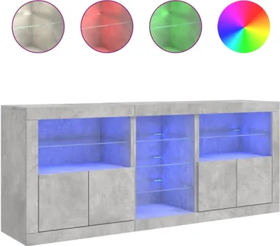 Image de Buffet avec lumières LED gris béton 162x37x67 cm