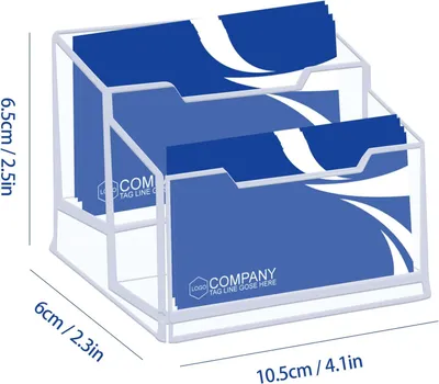 Produktbild von Visitenkartenhalter Acryl 2 Stück, Transparent Mit 2 Fächern, Für 200 Karten Bis 106x65x67 Mm