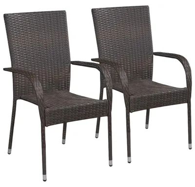 Produktbild von Gartenstühle – Stapelbare Gartenstühle – Terrassenstühle – Poly-Rattan – Wetterbeständig – Set aus 2 Stück
