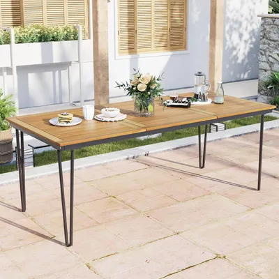 Produktbild von Gartentisch – Esstisch-Set für den Garten, Gartentisch aus Holz – Akazienholz – Sonnenschirmhalterung – 200 cm – für 8 Personen