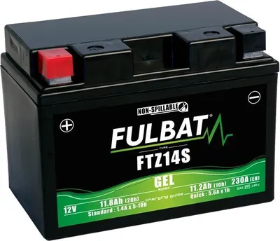 Obrázok produktu pre FULBAT FTZ14S 12V 11,2Ah 230A (YTZ14S) 150x88x110mm L+ GEL bezúdržbová motobatéria