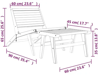 Produktbild von vidaXL Gartenstuhl mit Fußstütze Massivholz Teak