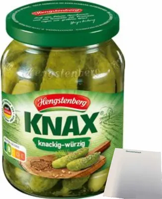 Produktbild von Hengstenberg Knax Gewürzgurken (330g Glas) + usy Block