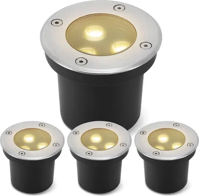 Image de Izrielar 4x 3W Luminaire encastré IP65 Luminaire LED extérieur Spot encastré Spot au sol Lampe au sol Blanc chaud