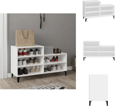 Immagine prodotto di vidaXL Scarpiera bianca 102x36x60 cm in legno - Portascarpe e armadietti