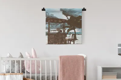 Produktbild von MuchoWow® Wandteppich Wandbehang Strand - Palme - Hütte 60x60 cm Tapisserie Dekoration Wandtuch - Dekorationen - Wand Decke
