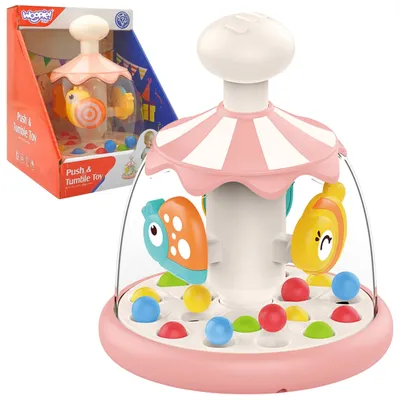 Image de Woopie Bébé Animaux Colorés Toupie Rose Avec Carrousel De Boules