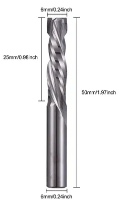 Image de Solidchoice - Fraise hélicoïdale de coupe, 6 x 25 mm, pour machines CNC