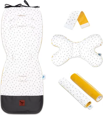 Produktbild von Pepi Doppelseitige Sitzauflage für Kinderwagen mit Samt - 5er Set Sitzeinlage Sitzbezug für Buggy Babyschale Indian Summer