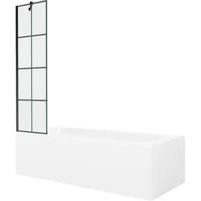 Obrázek produktu pro Mexen Vega obdélníková vana 170 x 70 cm s pláštěm 1-křídlovou zástěnou 50 cm, Černý vzor - 550117077X9505007077