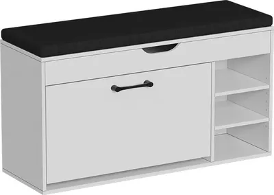 Produktbild von Schuhbank Vicco Solino Weiß/Schwarz 90 x 50 cm mit Sitzfläche, Model 57939