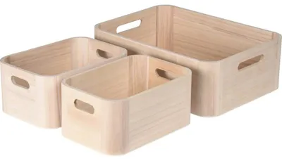 Zdjęcie produktu dla Excellent KO-KR8000160 Zestaw drewnianych pudełek do przechowywania 3 szt. naturalny