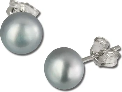 Produktbild von SilberDream Ohrstecker für Damen 925 Silber grau Perle Ohrringe 7,5mm SDO108K