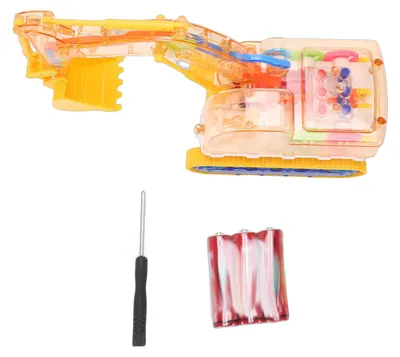Image de Jouet de construction lumineux et transparent, véhicule éducatif STEM avec effets sonores, bras extensible, jaune