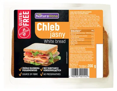 CHLEB JASNY KROJONY BEZGLUTENOWY 200 g - NATURAVENA