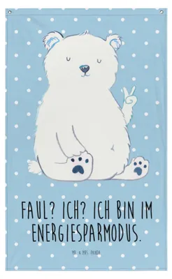 Produktbild von Mr. & Mrs. Panda Wandteppich Eisbär Faul - Blau Pastell - Geschenk, Nordpol, Stoff Wandbild, Tapestry, Bär, Boho, Arbeit, Teddy, Büro, Homeoffice, Gobelin
