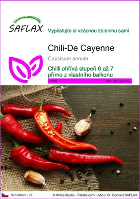Obrázek produktu pro SAFLAX - Chili-De Cayenne - Capsicum annum - 20 Semena