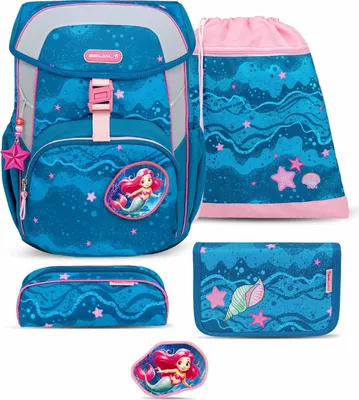 Produktbild von Belmil Maxi ergonomisches Schulranzen-Set 5-teilig "Mermaid" mit Brustgurt und Hüfgurt, Magnetverschluss, einem Patch