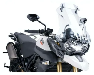 Imagen del producto de Deflector Puig para motocicletas, modelo Touring, con visera, de 490 x 430 mm, con homologación europea (ABE) para Triumph Tiger 800 XC, Tiger 800, Tiger 800 XCX, Tiger 800 XCA, modelos de 2011 a 2017