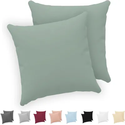 Produktbild von Kissenbezug 40x40 cm (Set aus 2) - 100% Baumwolljersey, 150 GSM - Grün - Kissenbezug 40x40 cm - Kissenbezug mit Reißverschluss -