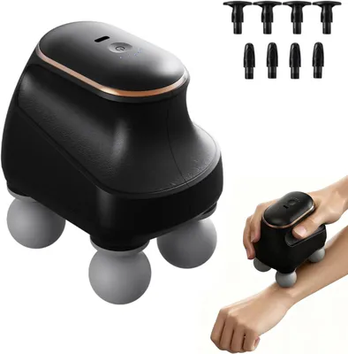 Produktbild von Massagegerät Mini Massagegerät mit 4 Massageköpfe,Handmassagegeräte,Tragbares Tragbares elektrisches Muskelmassagegerät