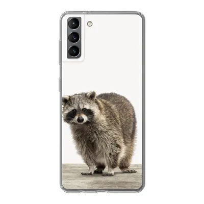 Produktbild von MuchoWow® Handyhülle Schutzhülle Hülle für Samsung Galaxy S21 Plus Waschbär - Tiere - weißer Hintergrund - Jungen - Mädchen - Kinder Silikon Softcase Handy Hülle - Handy-Tasche
