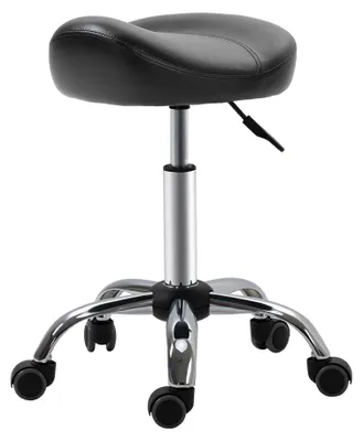 Produktbild von HOMCOM Rollhocker Höhenverstellbar Arbeitshocker mit Rädern für Massage Schwarz