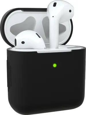 Produktbild von EAZY CASE - Schutzhülle für AirPods 1 & 2 Hülle Schwarz Silikon Case Stoßfest mit Deckel Schutz Antikratz Etui Cover rutschfeste Silikonhülle für Airpod Pro 1. / 2. Generation Silikoncase in Schwarz