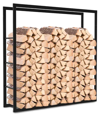 Produktbild von Eikuavons Kaminholzregal 100 × 40 × 25, Metall Brennholzregal Schwarz, einteilig, belastbar bis 150 kg, stabil und platzsparend
