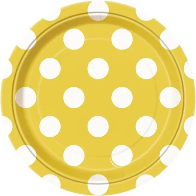 Produktbild von Pappteller Dots 8Stk./18cmØ Gelb