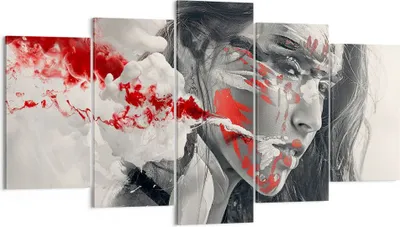 Produktbild von Bild auf Leinwand - Leinwandbild - Frau Gesicht Kunst - 160x85cm - Wand Bild - Wanddeko - Leinwanddruck - Bilder - Kunstdruck - Wanddekoration - Leinwand bilder - Wandkunst - EA160x85-3867