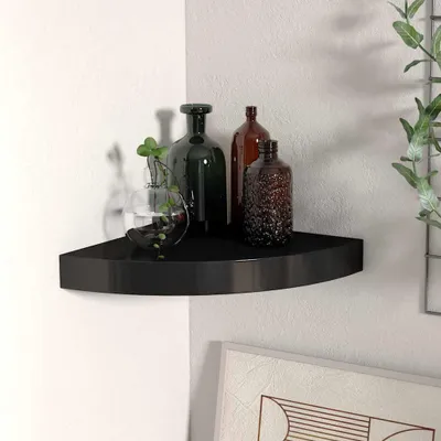 Produktbild von vidaXL Eck-Schweberegal Schwarz 25x25x3,8 cm MDF