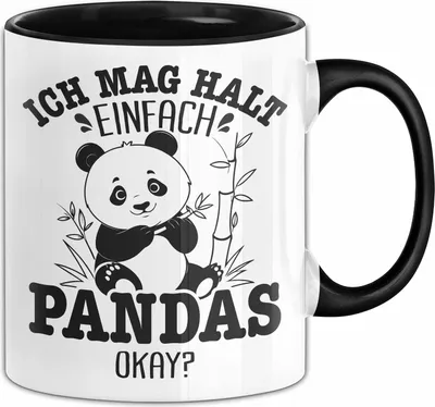 Produktbild von Panda Tasseich Mag Halt Pandas Okay Pandabär Becher Mädchen Kaffee-Becher (Schwarz)