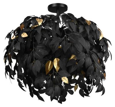 Zdjęcie produktu dla Żyrandol LEAVY czarno-złoty 3xE14x28W metal wym:73x70x70cm IP20 RL