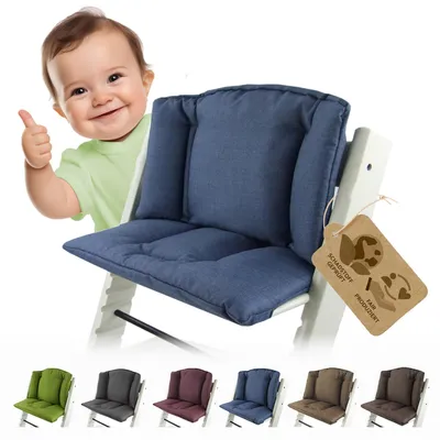 Produktbild von BAMBINIWELT Ersatzbezug, Kissen-Set für Hochstuhl/Kinderstuhl Stokke Tripp Trapp, Sitzverkleinerer blau meliert