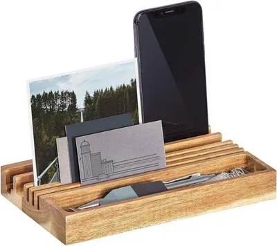 Produktbild von Famanu Büroorganizer mit Telefonstandhalter - Aufbewahrungssystem für Stifte und Visitenkarten
