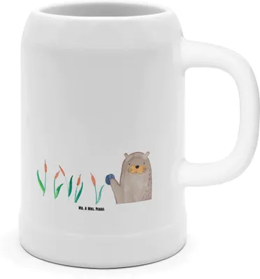 Produktbild von Mr. & Mrs. Panda Krug Otter Stein - Weiß - Geschenk, Seeotter See, Neugierig, Pflanzen, Bier Seidel, Tonkrug, Steinkrug, Grüßen, Humpen