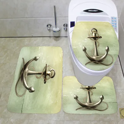 Produktbild von Mode Badgarnitur Set 3 teilig Badteppich WC Vorleger Badematte Duschvorleger