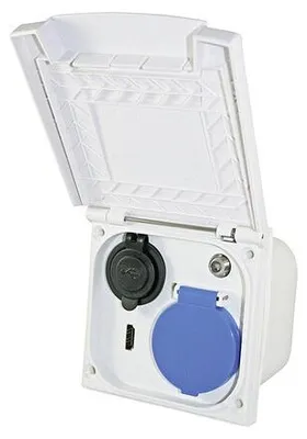 Immagine prodotto di Coperchio di ricambio per presa di corrente esterna presa di corrente integrata caravan caravan bianco rombo