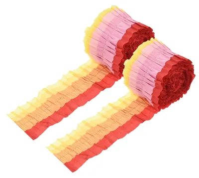 2 Crêpepapier-Girlanden, Gelb/Rot/Rosa, 300 cm, Party-Deko