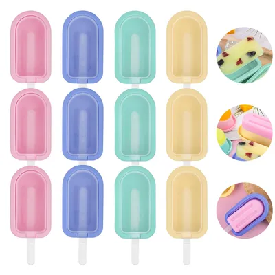 Produktbild von Wiederverwendbare Silikon Eisformen mit Deckel – DIY Eis am Stiel Schimmel, Mini-Langform für hausgemachtes Eis und Kuchen