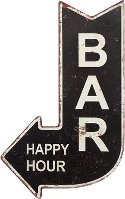 Produktbild von Nostalgisches Blechschild BAR Happy Hour Wegweiser Vintage 40x25cm
