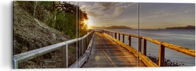 Produktbild von Bild auf Leinwand - Leinwandbild - Fußgängerbrücke Himmel Wasser - 120x40cm - Wand Bild - Wanddeko - Leinwanddruck - Bilder - Kunstdruck - Wanddekoration - Leinwand bilder - Wandkunst - CA120x40-0125
