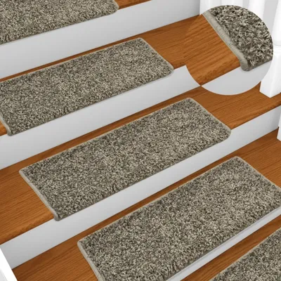 Image de The Living Store Tapis d'escalier 10 pcs. 65x21x4 cm Gris