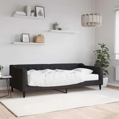 Image de Maison Exclusive - Lit de jour avec matelas noir 90 x 200 cm en tissu